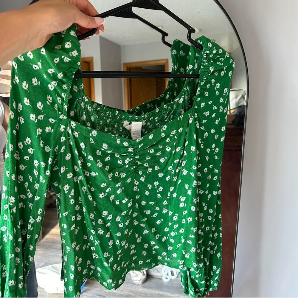 Green and white floral top from H&M size small